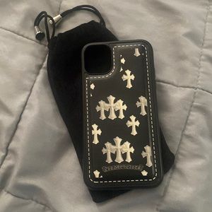 Chrome Hearts Leather Cross Print iPhone 11 Case Cross Pattern Design